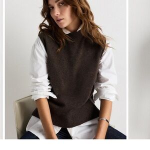 Quince Dark Brown V-Neck Sweater Vest